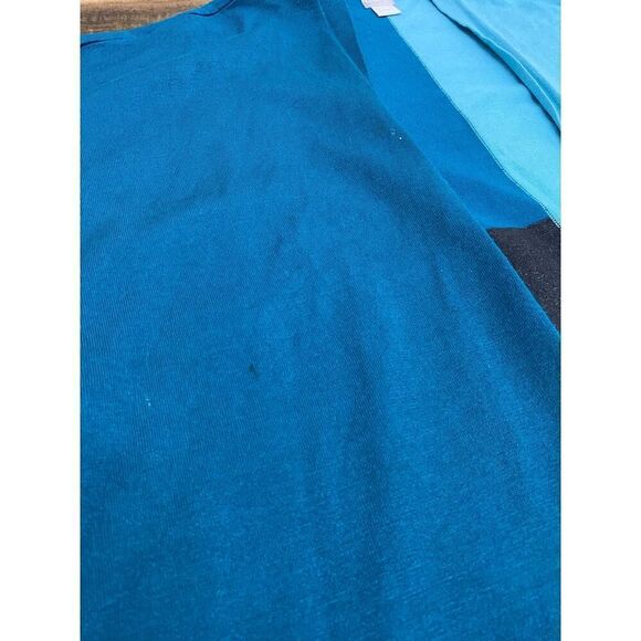 Chico’s Cool Colorblock Cardigan Open Front Blue Soft Lagenlook Top Layer - S/M - Picture 12 of 12